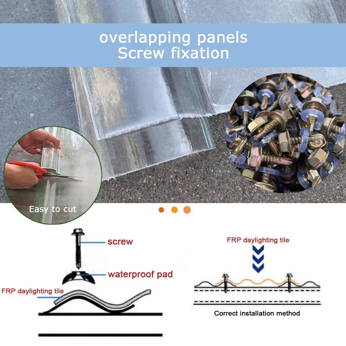 Corrugated Fiberglass Roofing Panels 8 pcs 35x63in Y7087