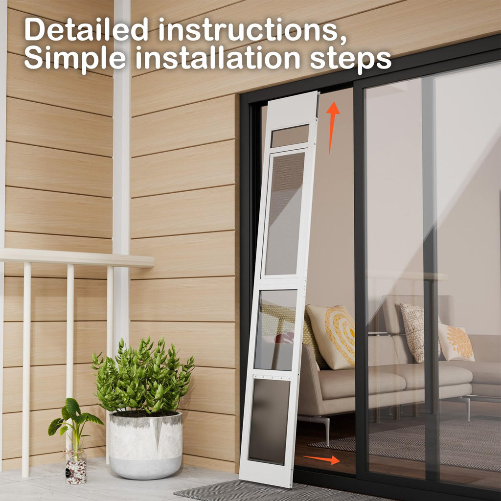 Adjustable Height Sliding Glass Door Dog Door B8881