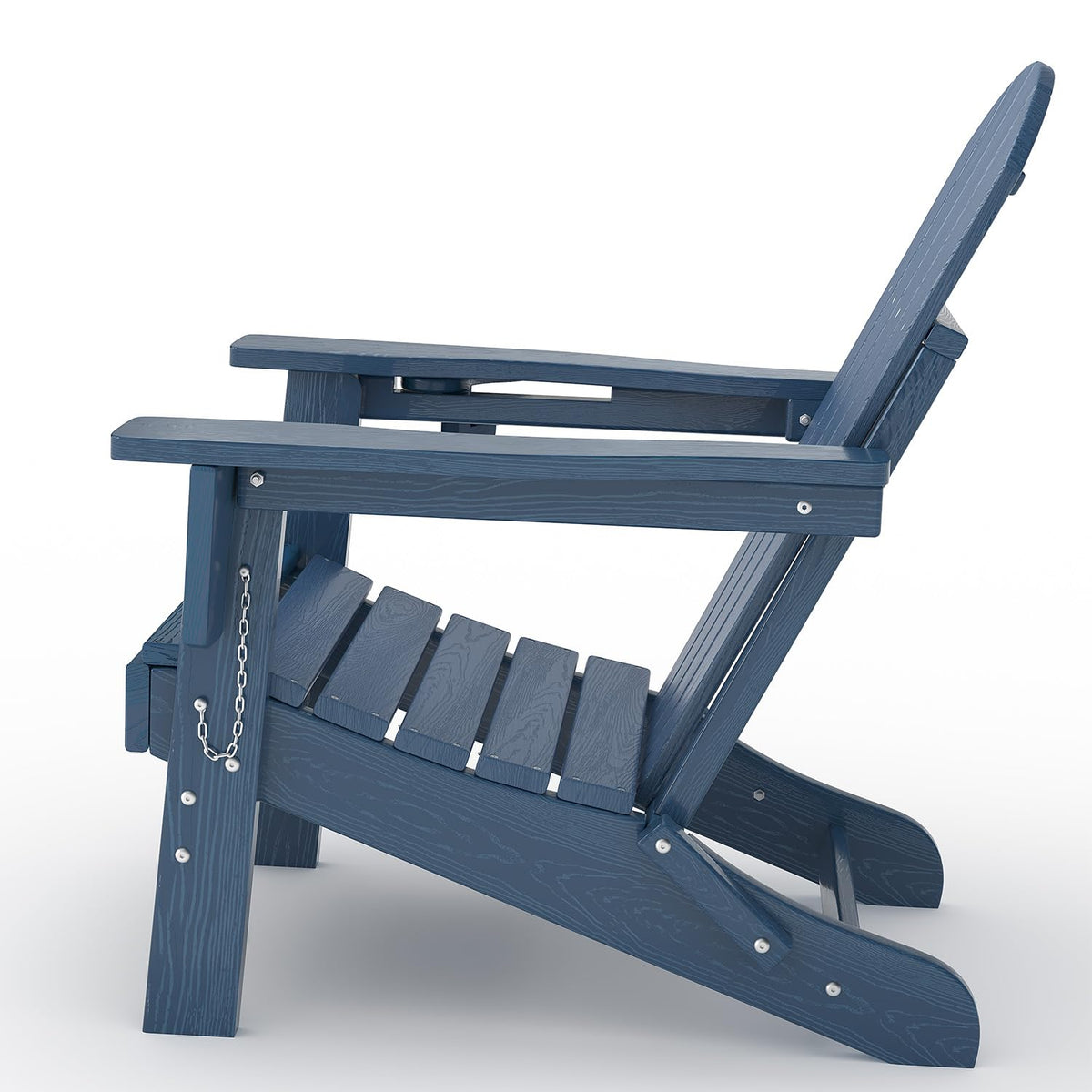 Navy Blue HDPE Folding Adirondack Chair Set of 6 with Cup Holder W498086