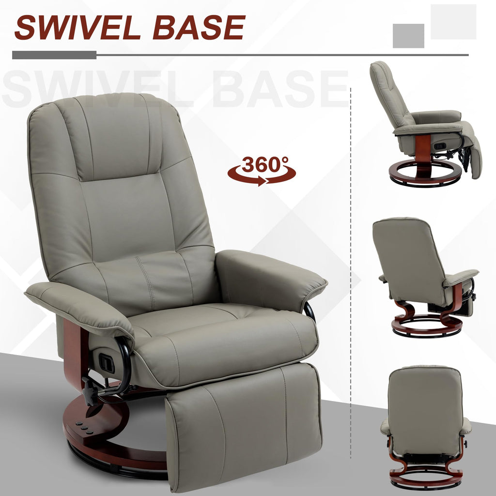 Gray PU Leather Swivel Recliner Chair Z12153