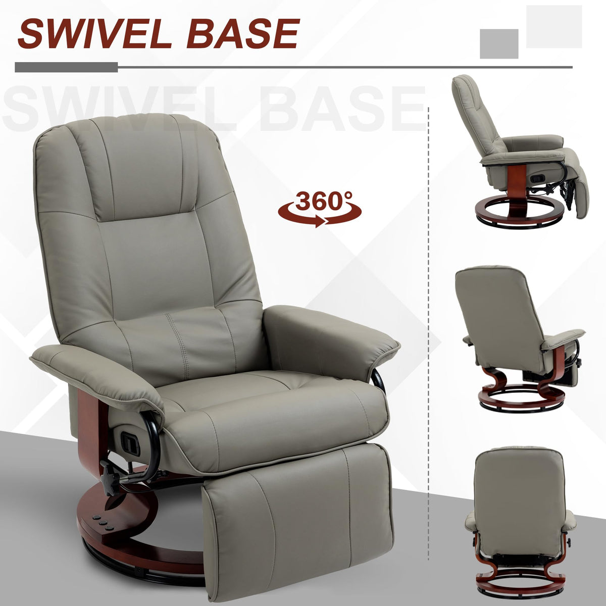 Gray PU Leather Swivel Recliner Chair Z12153