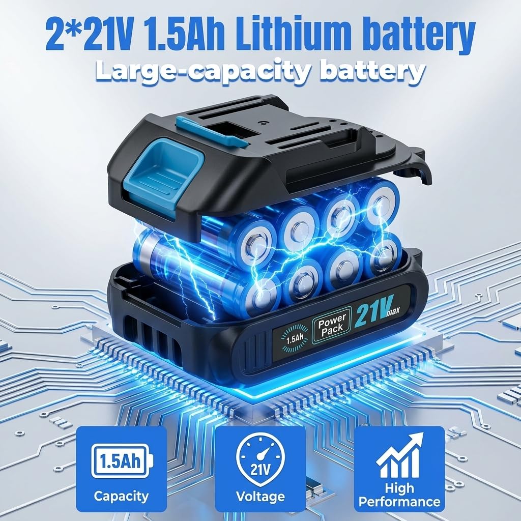 21V Brushless Cordless Drill Driver Kit with 2 Batteries & Charger P849969