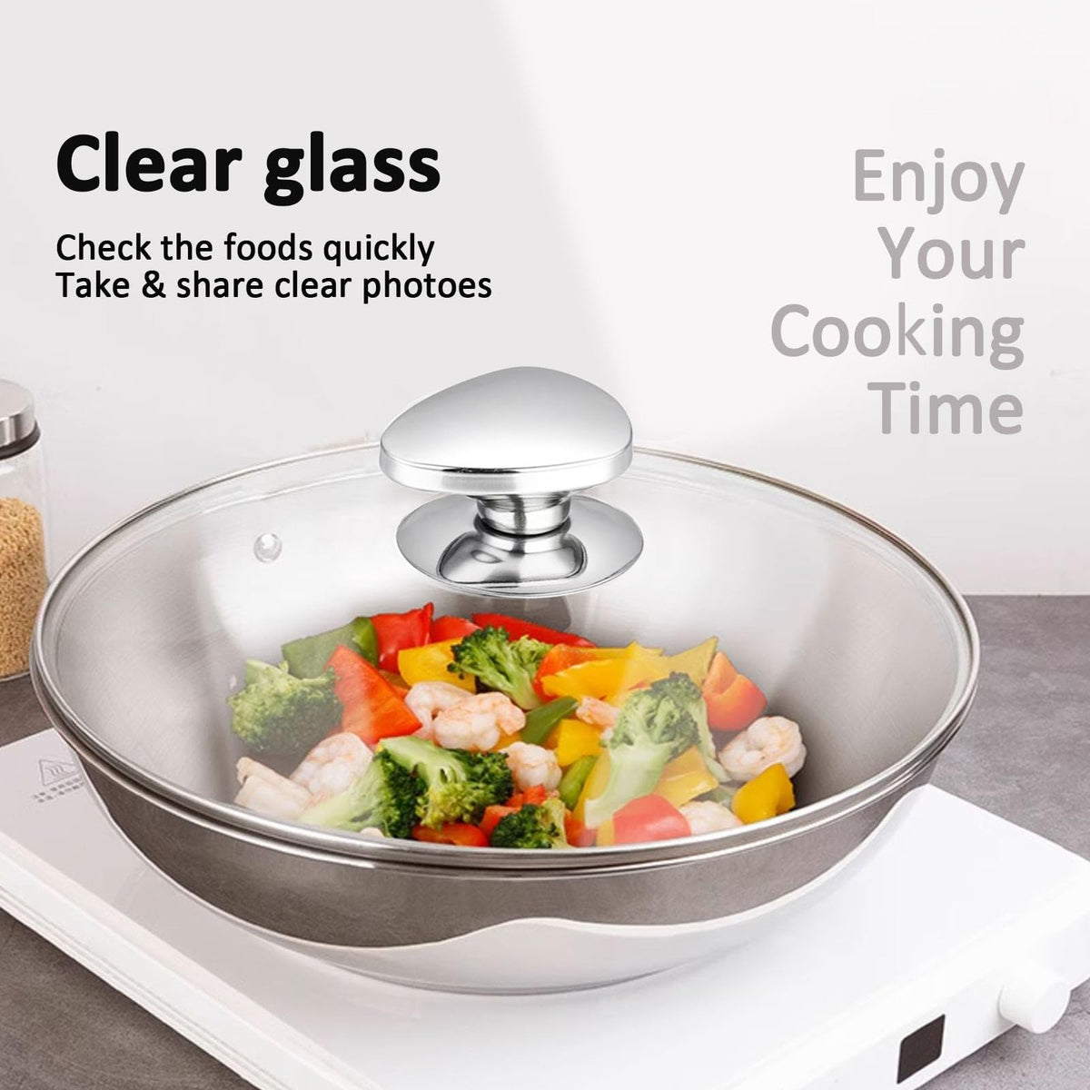 14 Inch Clear Tempered Glass Lid with Vent D505