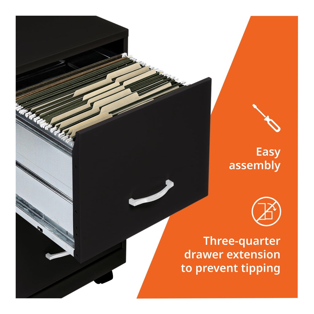 2-Drawer Mobile File Cabinet, Black Z7709