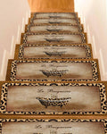 Leopard Printed Peel and Stick Stair Treads 8"x30" 15PCS R802181