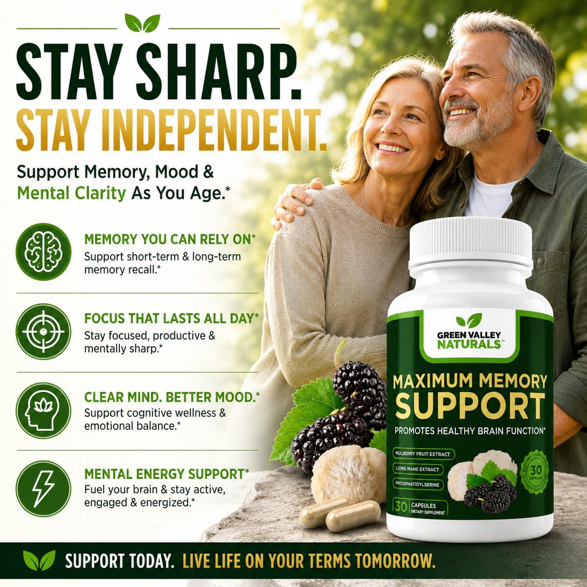 Lion's Mane Mulberry Phosphatidylserine 30 Capsules J683