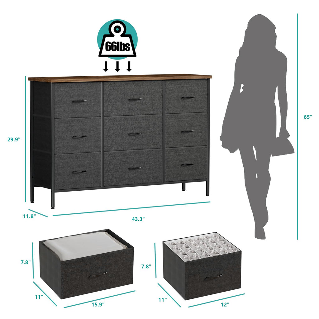 Black 9 Drawer Dresser U852