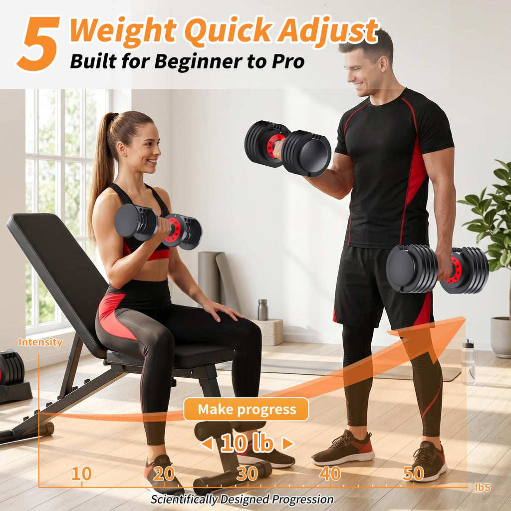 Adjustable Dumbbell Set of 2 with Storage Box F309863