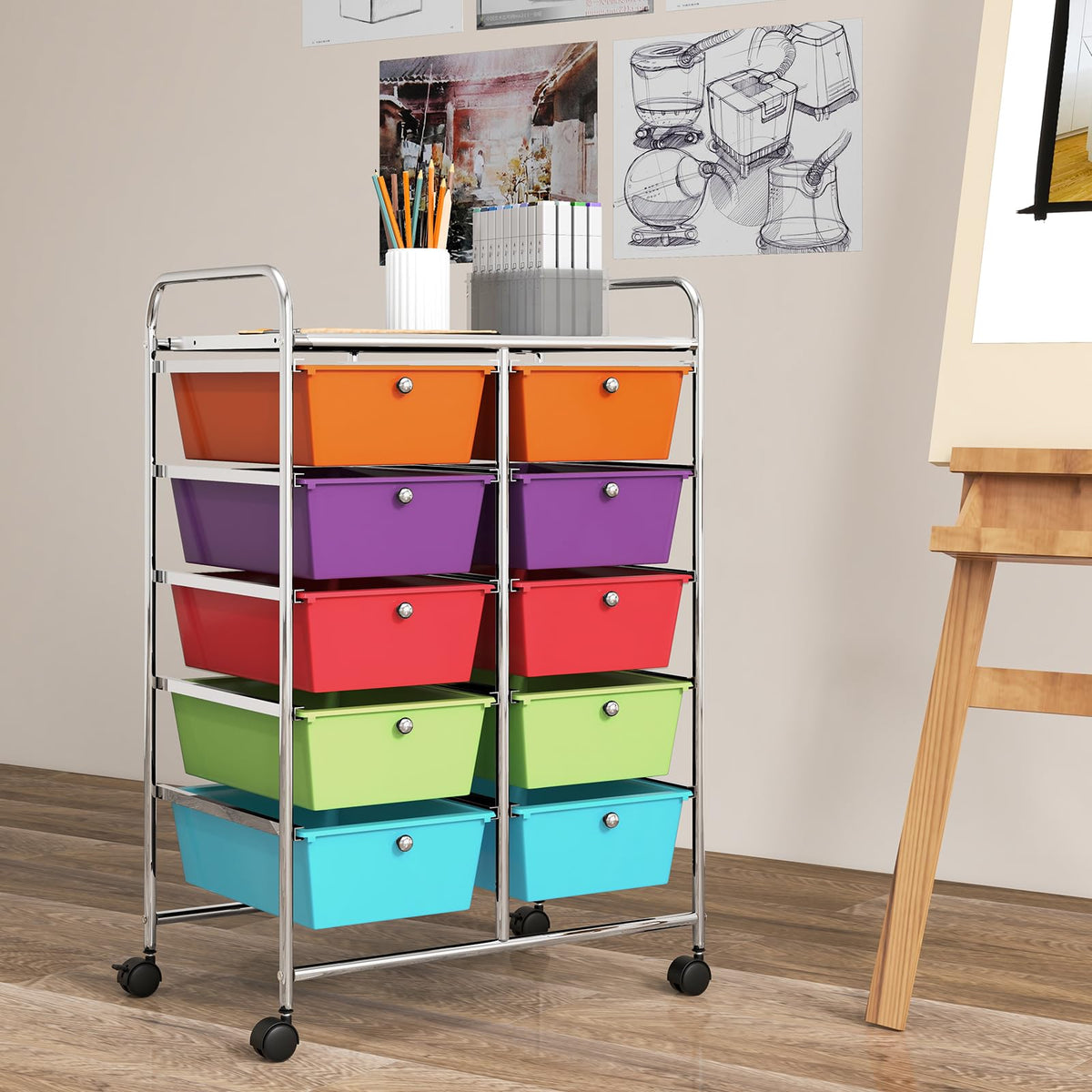 10 Drawer Rolling Storage Cart R5794