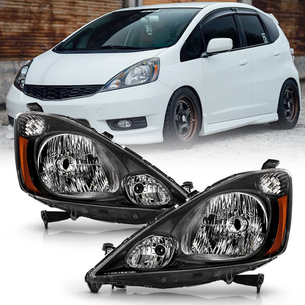 Black Housing Headlights Headlamps Pair Set H16326