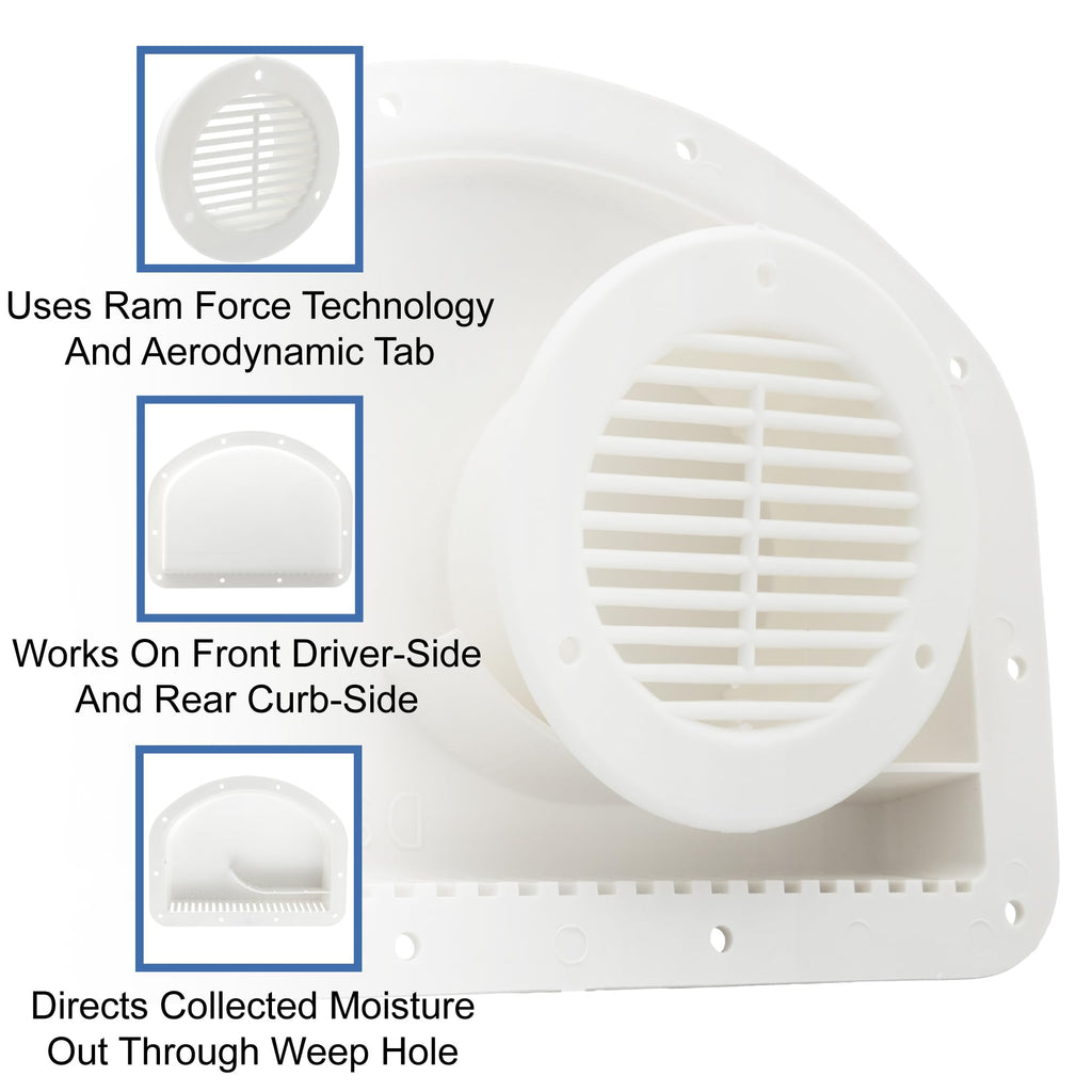 White Trailer Exterior Vent Cowl with Grill 2 Pack H3624