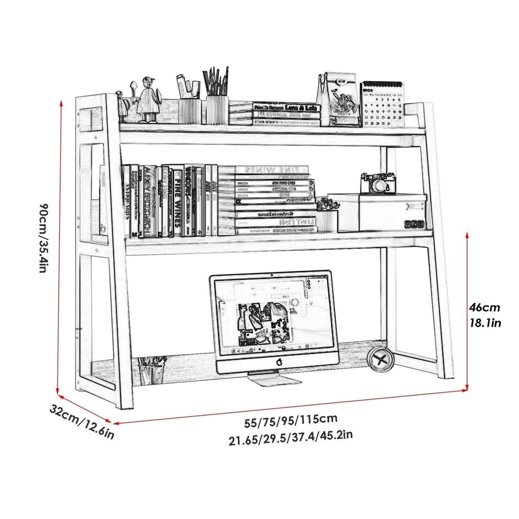White 2-Tier Wood Desktop Bookshelf C3558