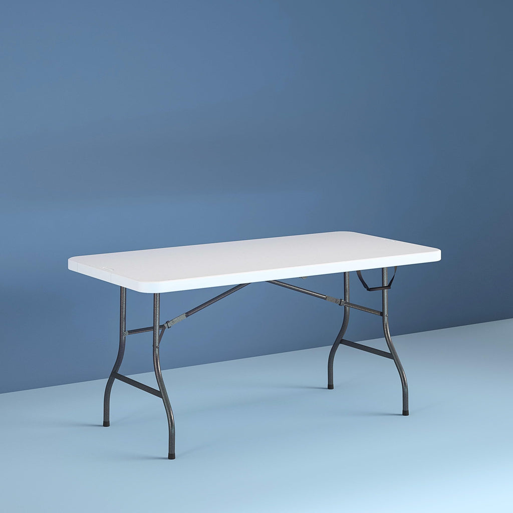 6 Foot Fold-in-Half Folding Table White Speckle HDPE Top C640