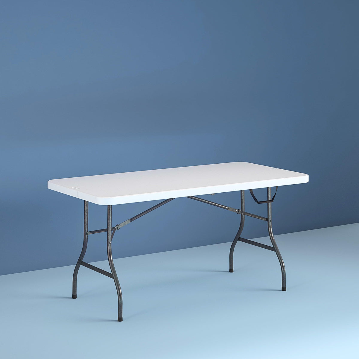 6 Foot Fold-in-Half Folding Table White Speckle HDPE Top C640