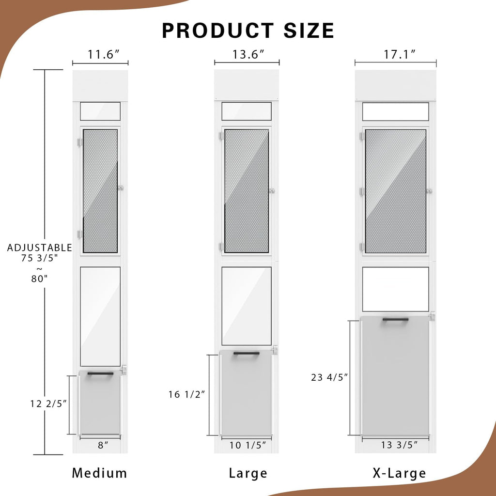 Adjustable Height Sliding Glass Door Dog Door B8881