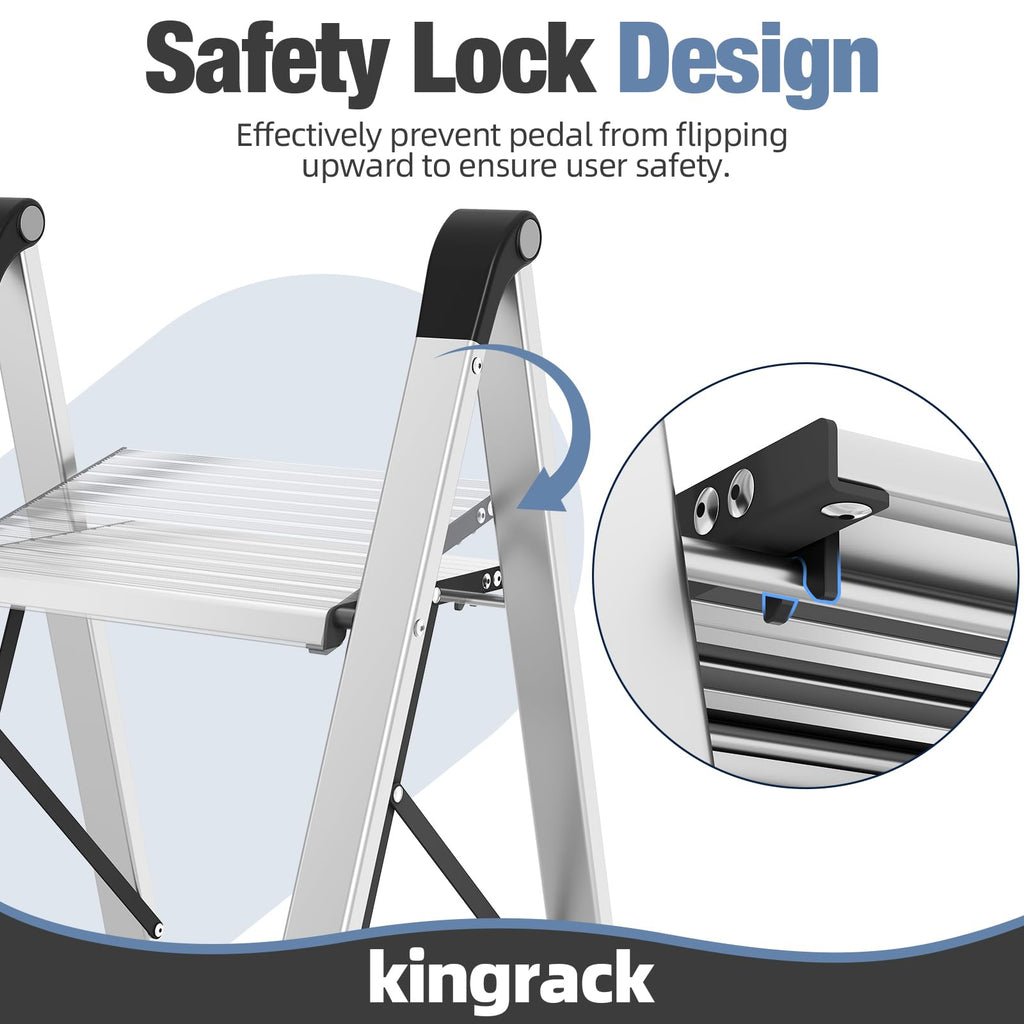 2 Step Aluminum Foldable Step Ladders 330lb Silver S749190