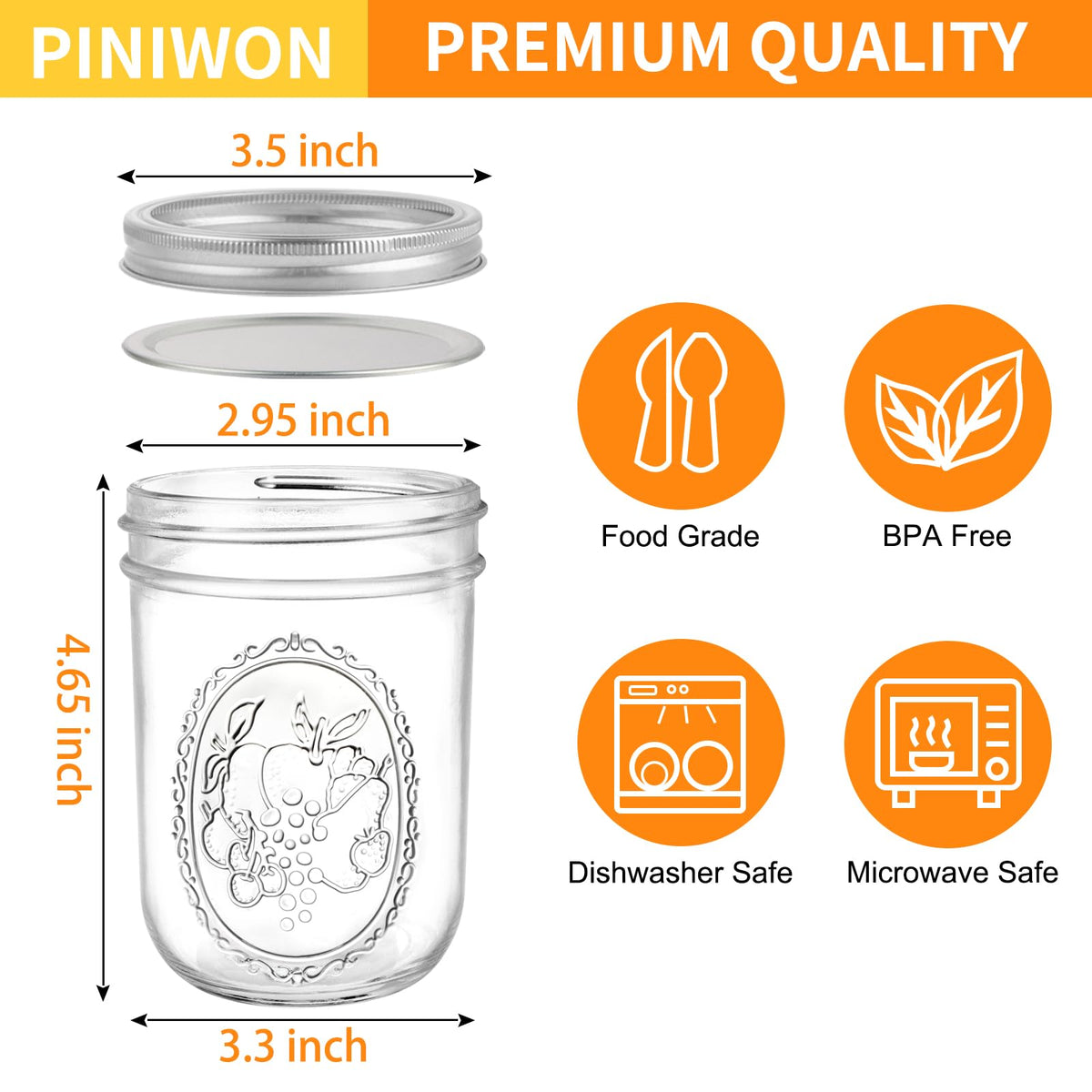 16 oz Wide Mouth Mason Jars 6 Pack K5545