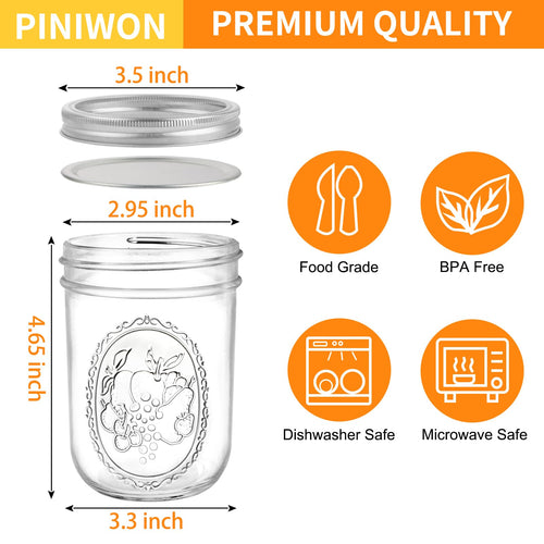 16 oz Wide Mouth Mason Jars 6 Pack K5545