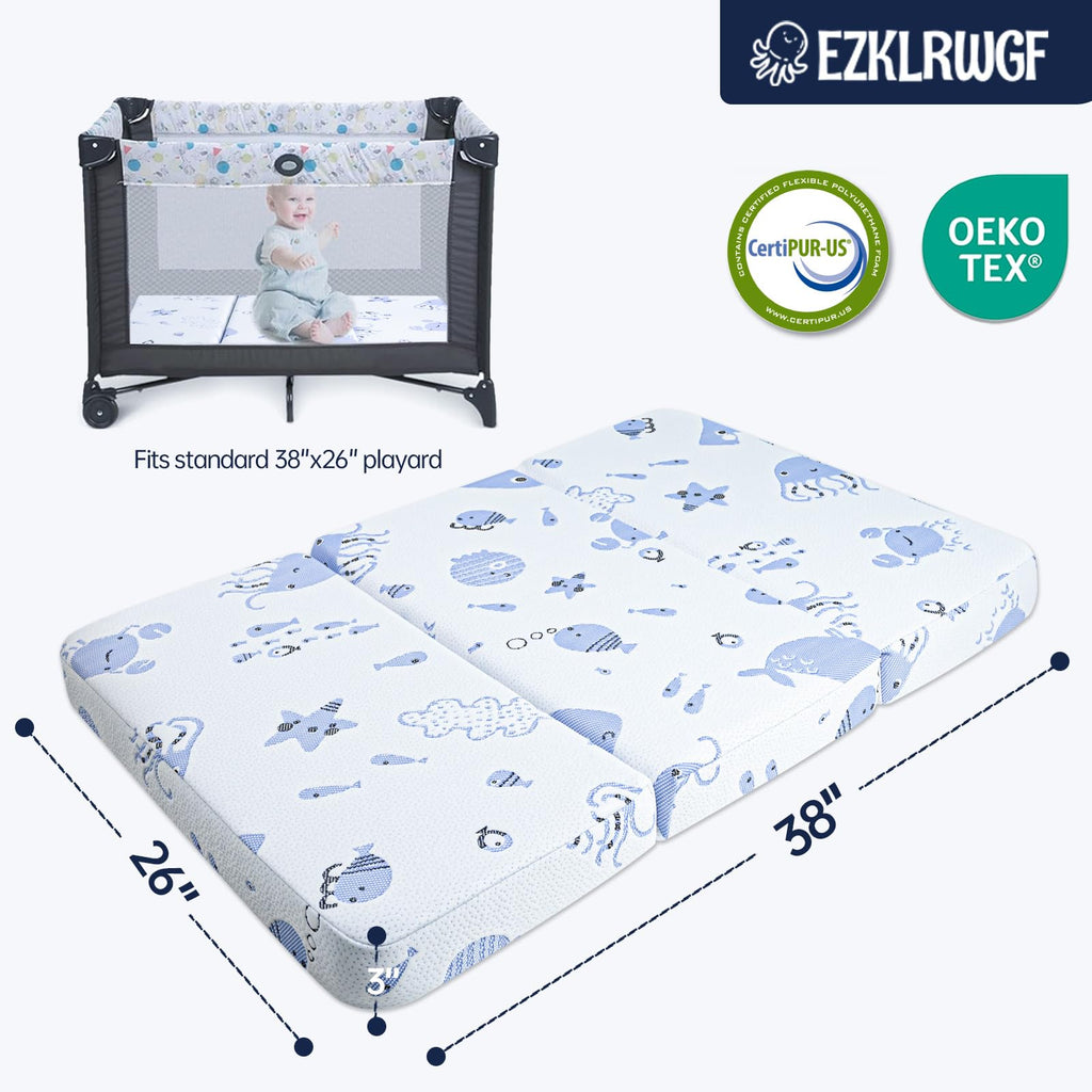 Dual-Sided Memory Foam Trifold Pack and Play Mattress F867182