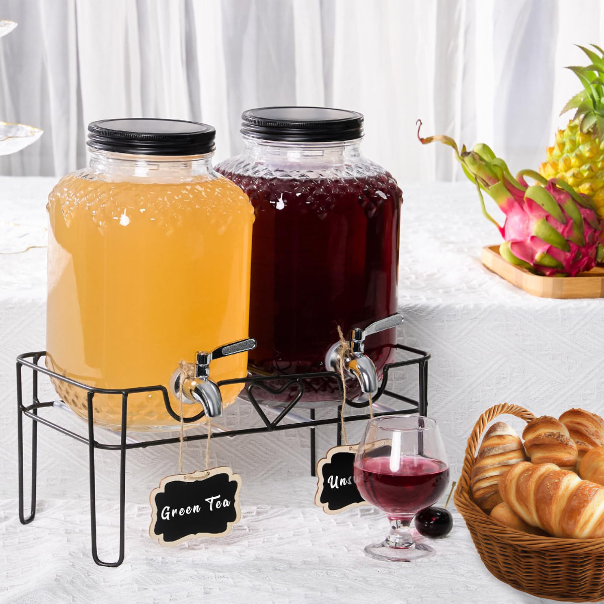 1 Gallon Glass Beverage Dispenser with Stand and Fruit Infuser K6590