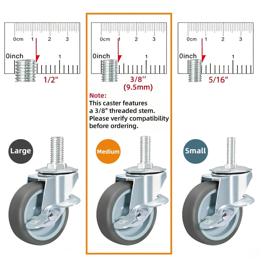 Set of 4 Stem Casters with Brake G54177