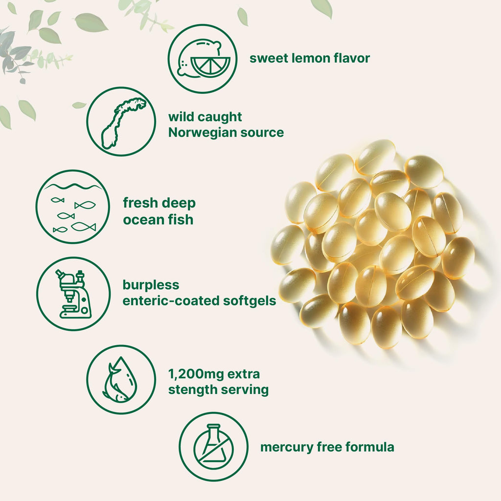 Omega 3 Fish Oil 1,200mg 240 Softgels Lemon Flavored Burpless EPA DHA T887
