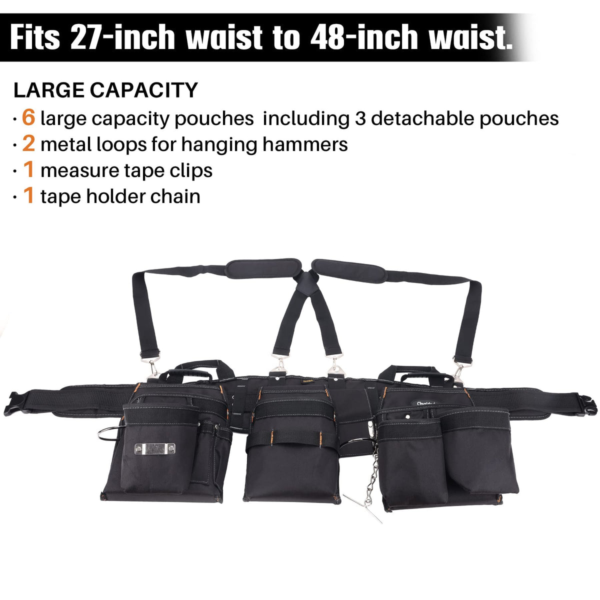 16-Pockets Adjustable Tool Belts with Suspenders C41101