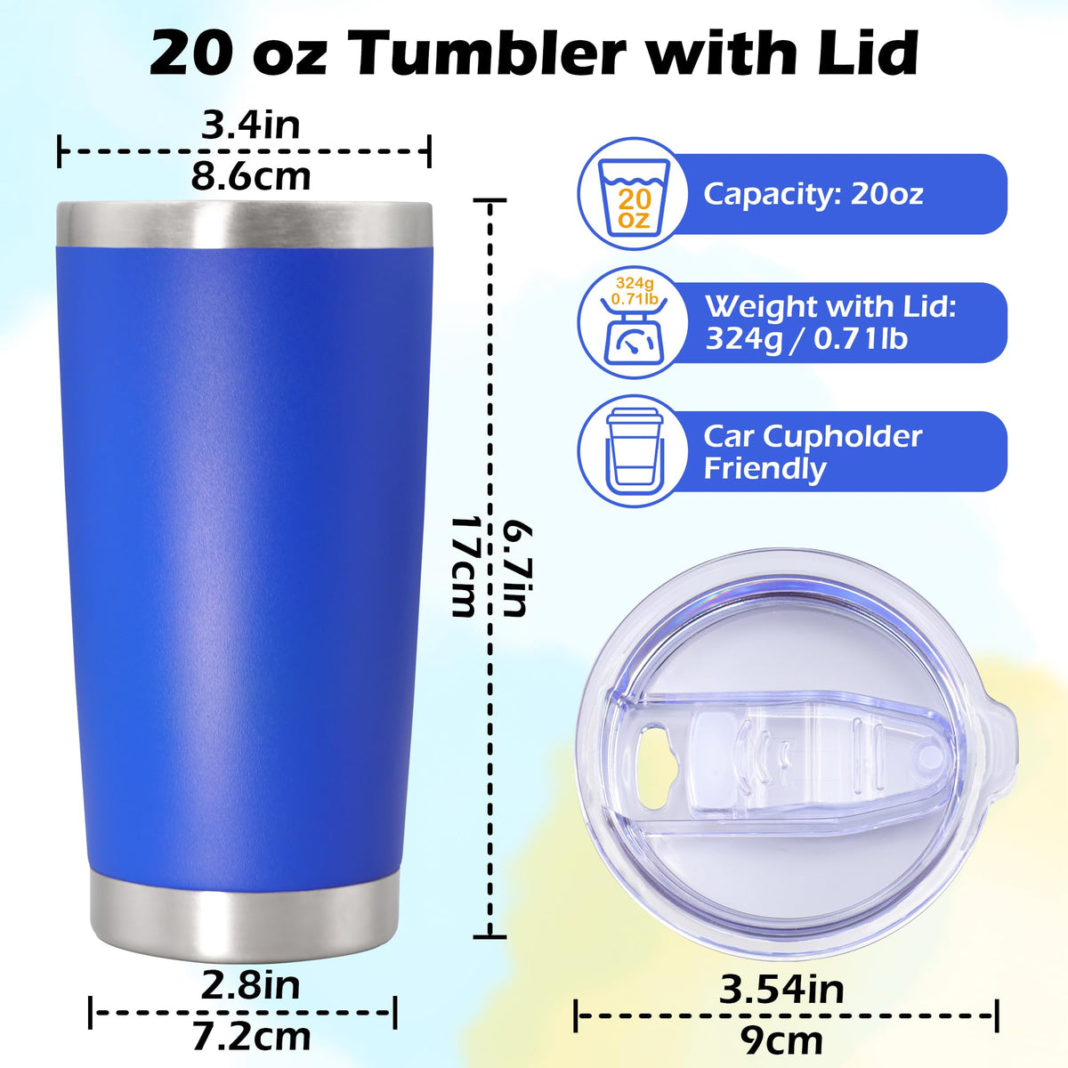 20oz Insulated Tumbler with Lid Dark Blue Z5768