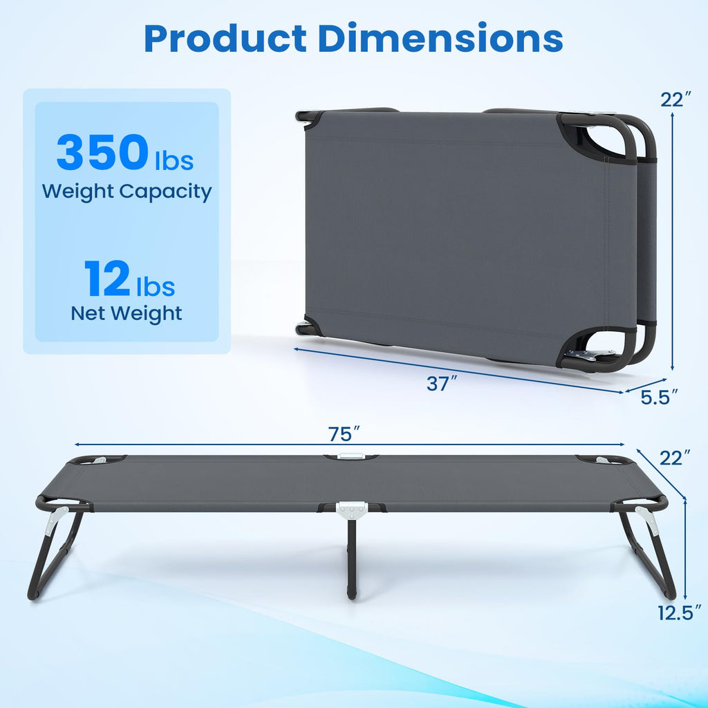 Folding Camping Cot Portable Ultralight Compact Sleeping Cot Bed Oxford Fabric L107538