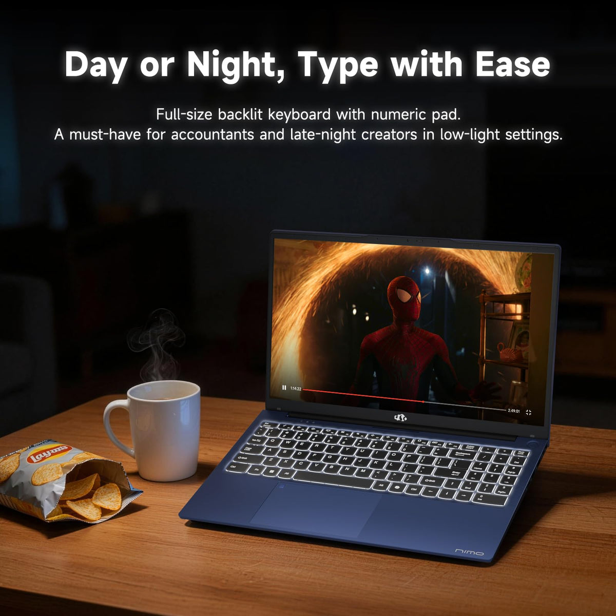 15.6" FHD Laptop 8GB RAM 256GB SSD Backlit Keyboard Fingerprint E151