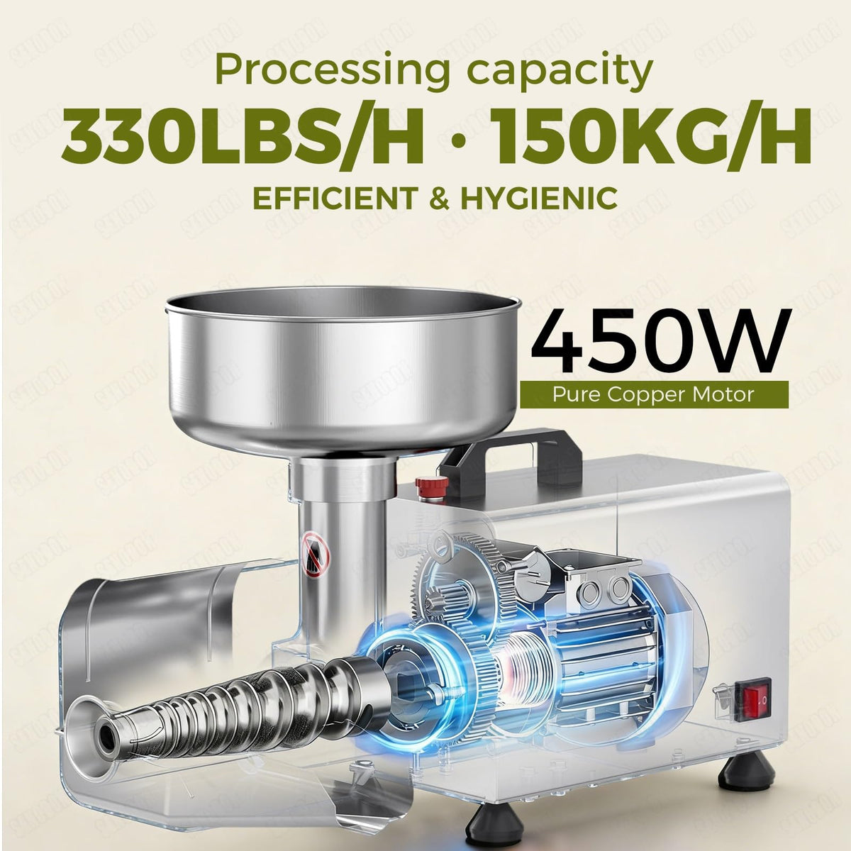 450W Metal Tomato Sauce Maker 8.5in Food-Grade Stainless Steel T72549