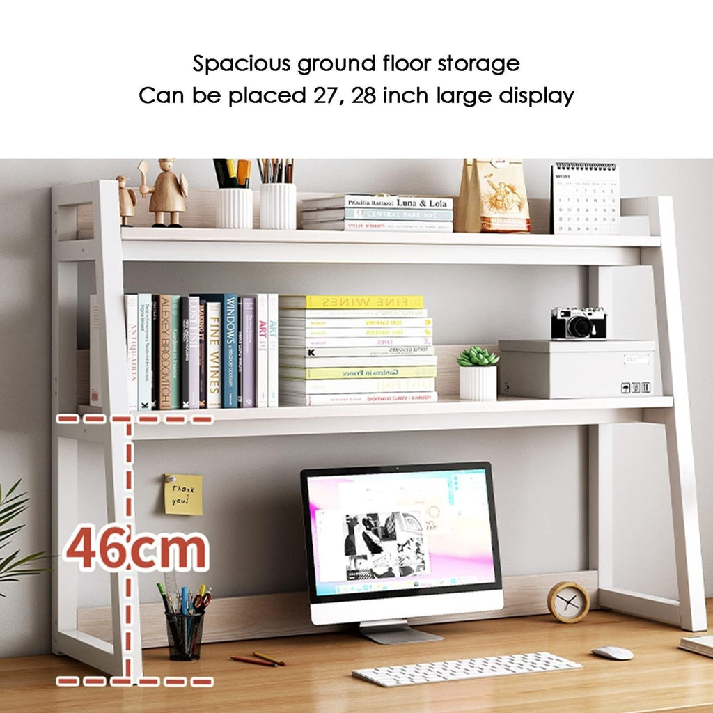 White 2-Tier Wood Desktop Bookshelf C3558