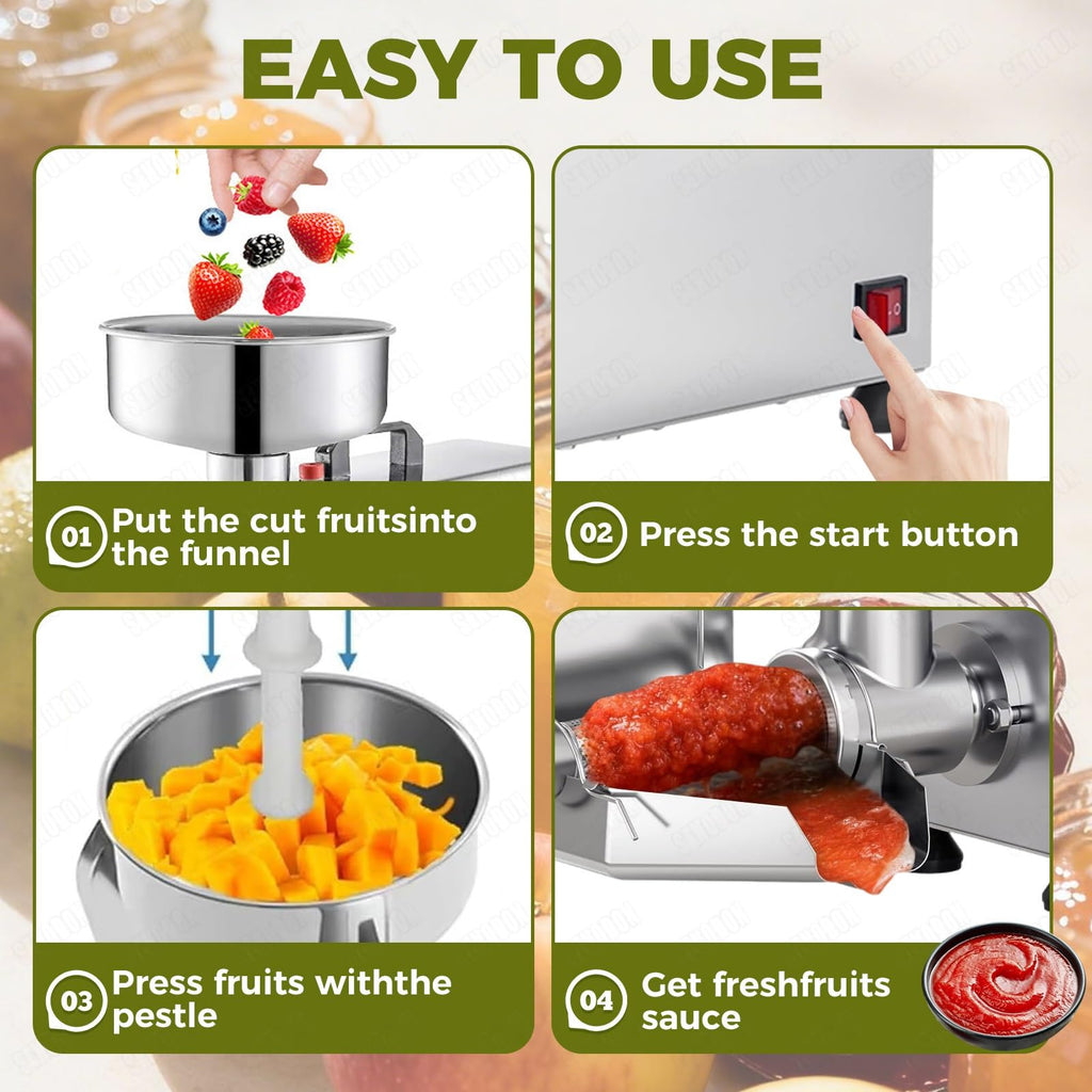 450W Metal Tomato Sauce Maker 8.5in Food-Grade Stainless Steel T72549