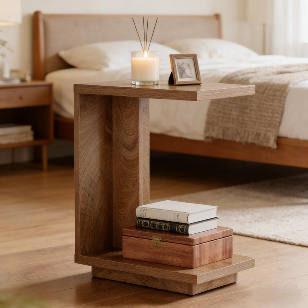 C-Shaped Side Table with Hidden Storage R9709