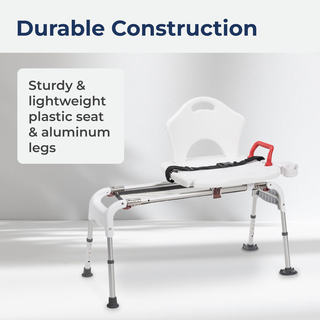 Adjustable Height Sliding Bathtub Transfer Bench Shower Chair Q541862