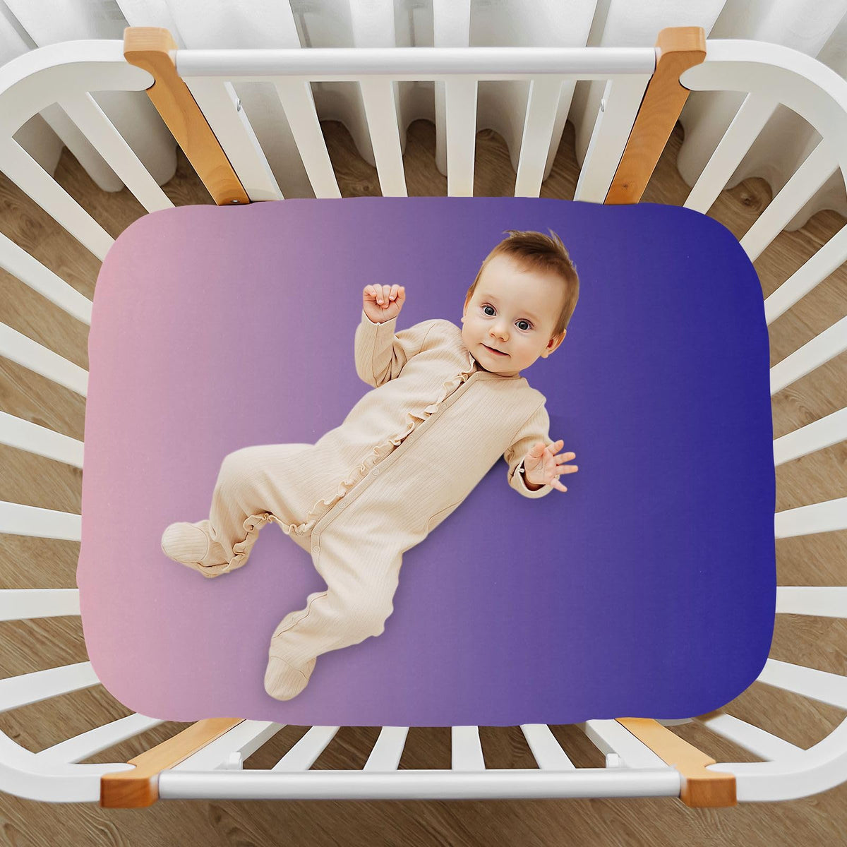 Dark Blue Pink Fitted Crib Sheet Microfiber T985