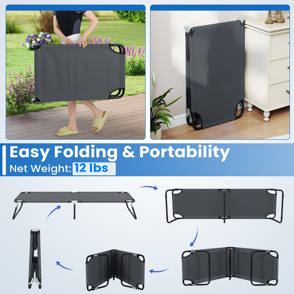 Folding Camping Cot Portable Ultralight Compact Sleeping Cot Bed Oxford Fabric L107538