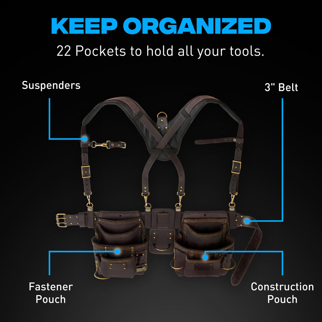 Leather Tool Belt with Suspenders Y921