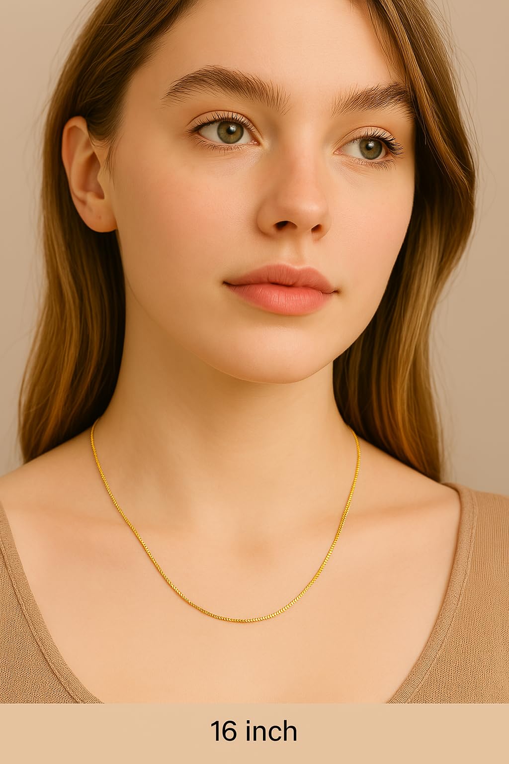 14k Gold Box Chain Necklace with Lobster Claw Clasp C970