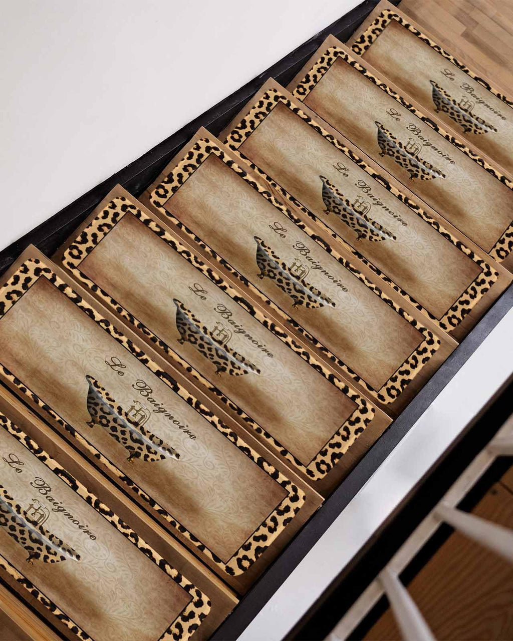 Leopard Printed Peel and Stick Stair Treads 8"x30" 15PCS R802181
