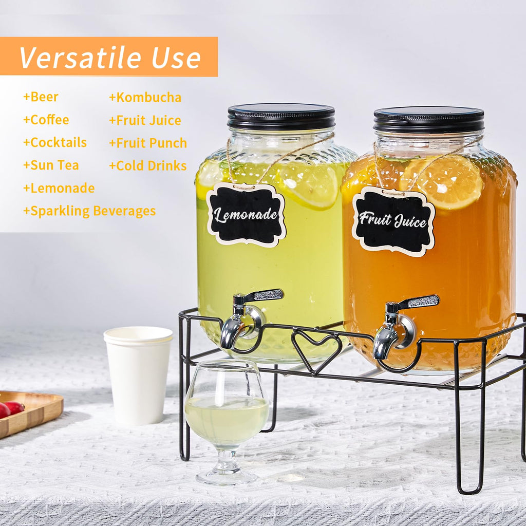 1 Gallon Glass Beverage Dispenser with Stand and Fruit Infuser K6590