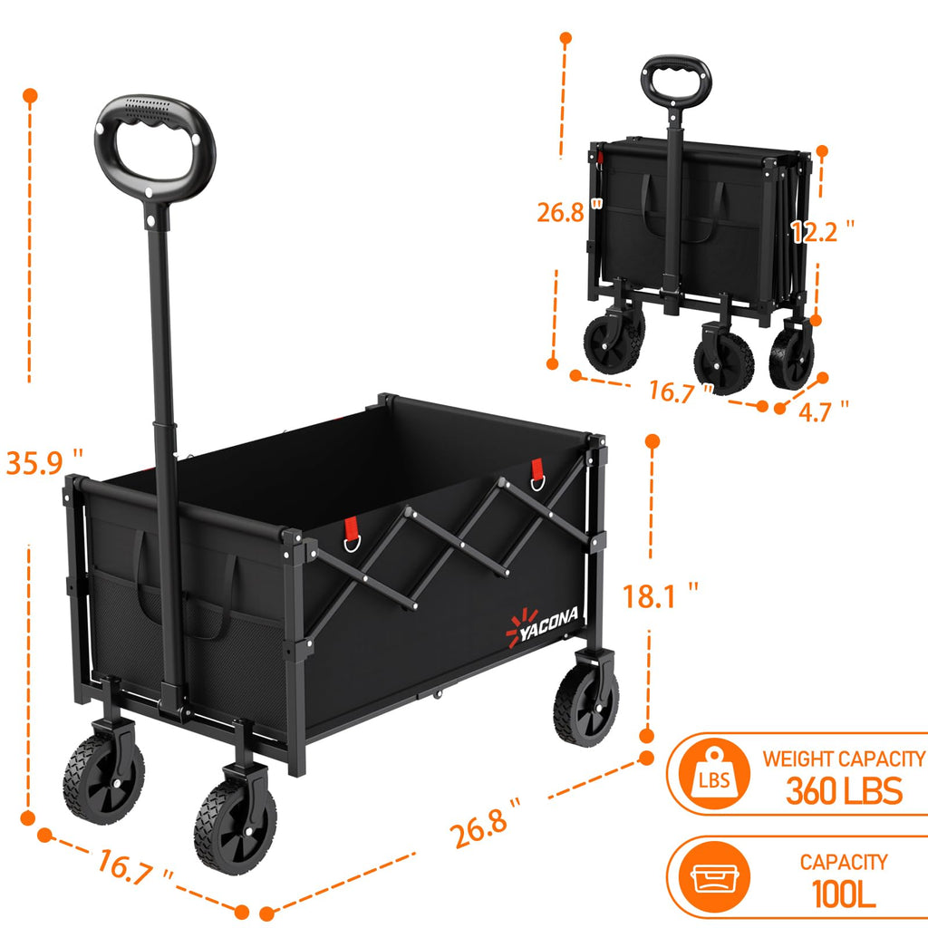 Foldable Lightweight Utility Cart with Wheels Black L3154