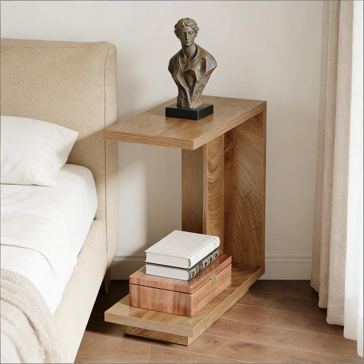 C-Shaped Side Table with Hidden Storage R9709