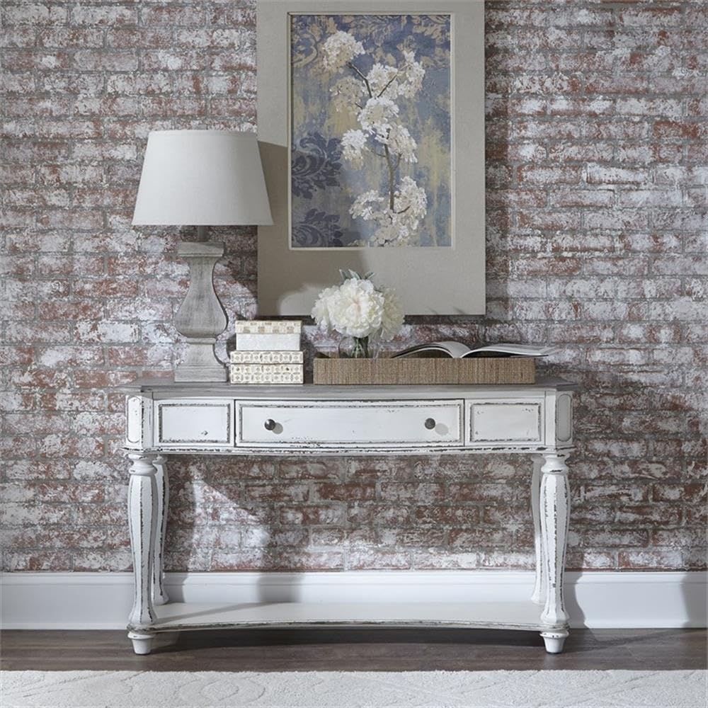 Antique White Wood Sofa Table with 1 Drawer and 1 Shelf T8075