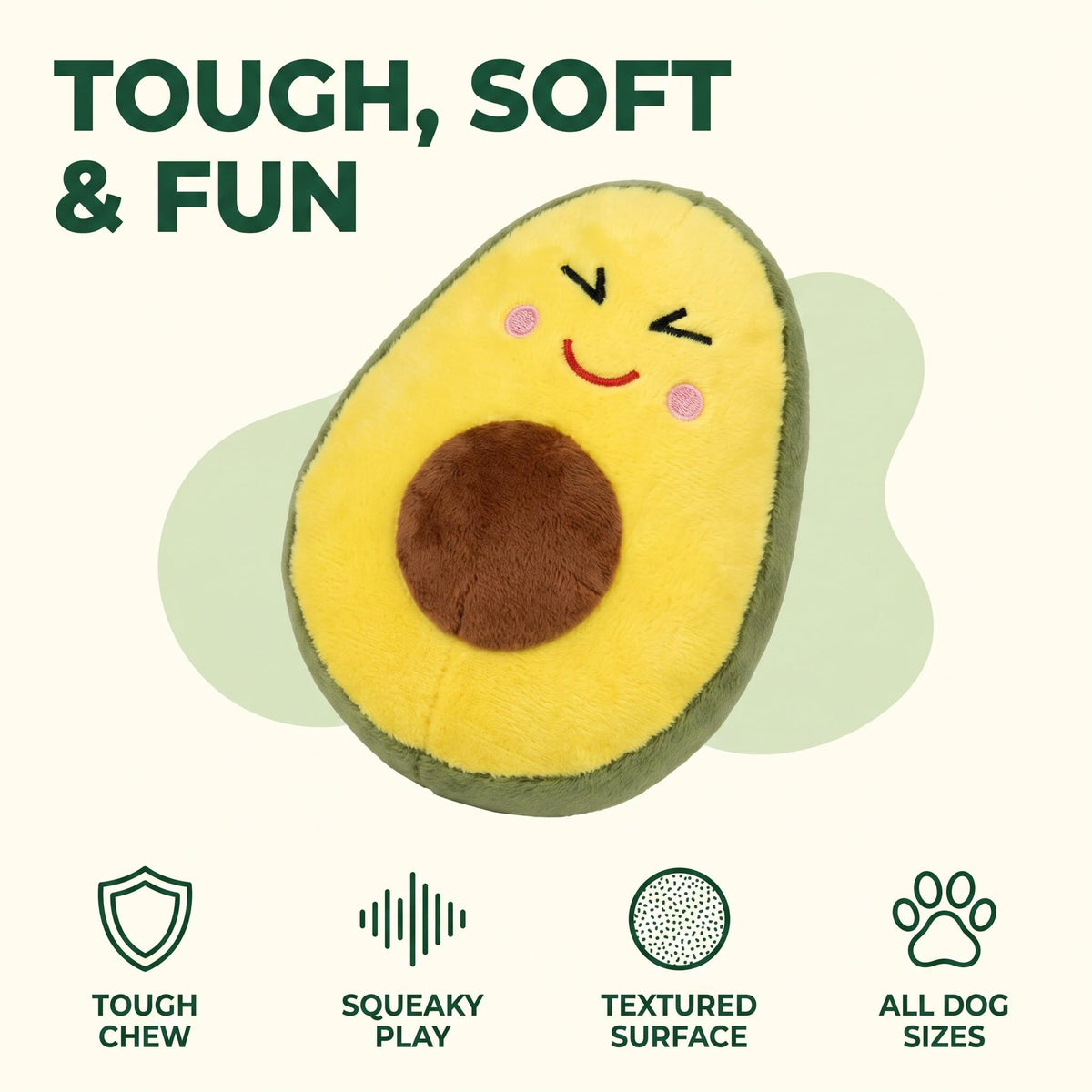 Squeaky Plush Avocado Dog Chew Toy M72219