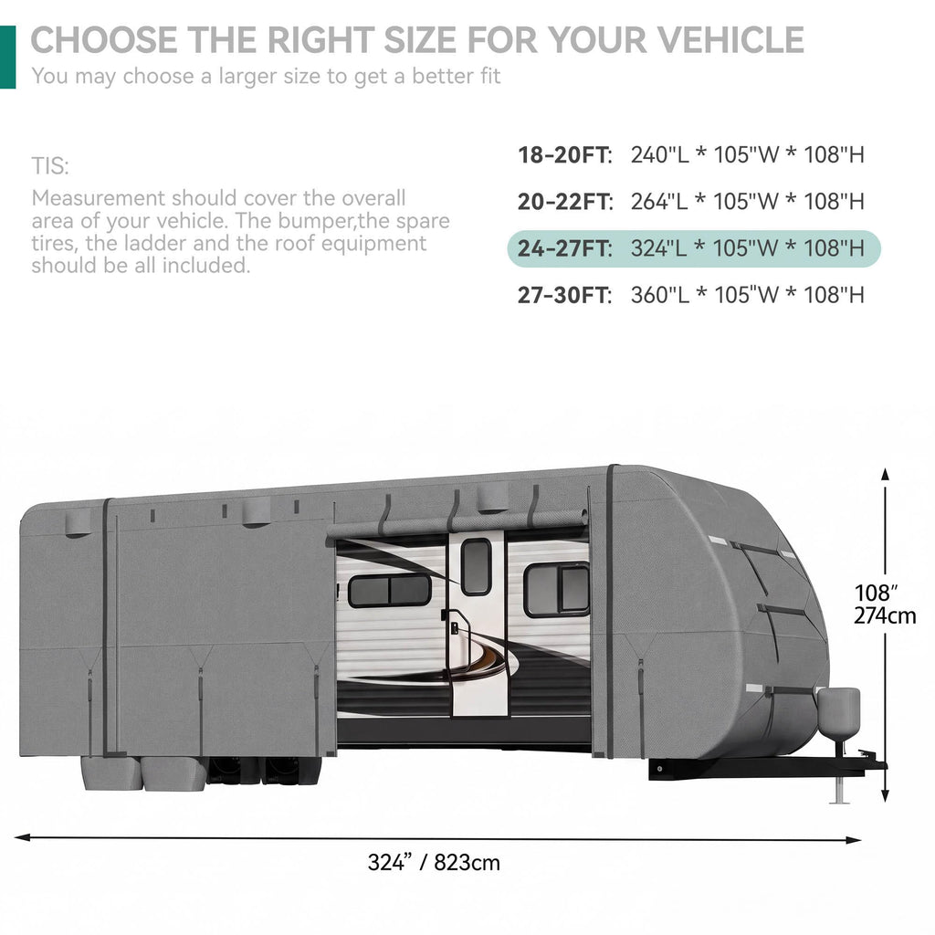 24-27FT Travel Trailer Cover 9-Layers Non-Woven Fabric K380782