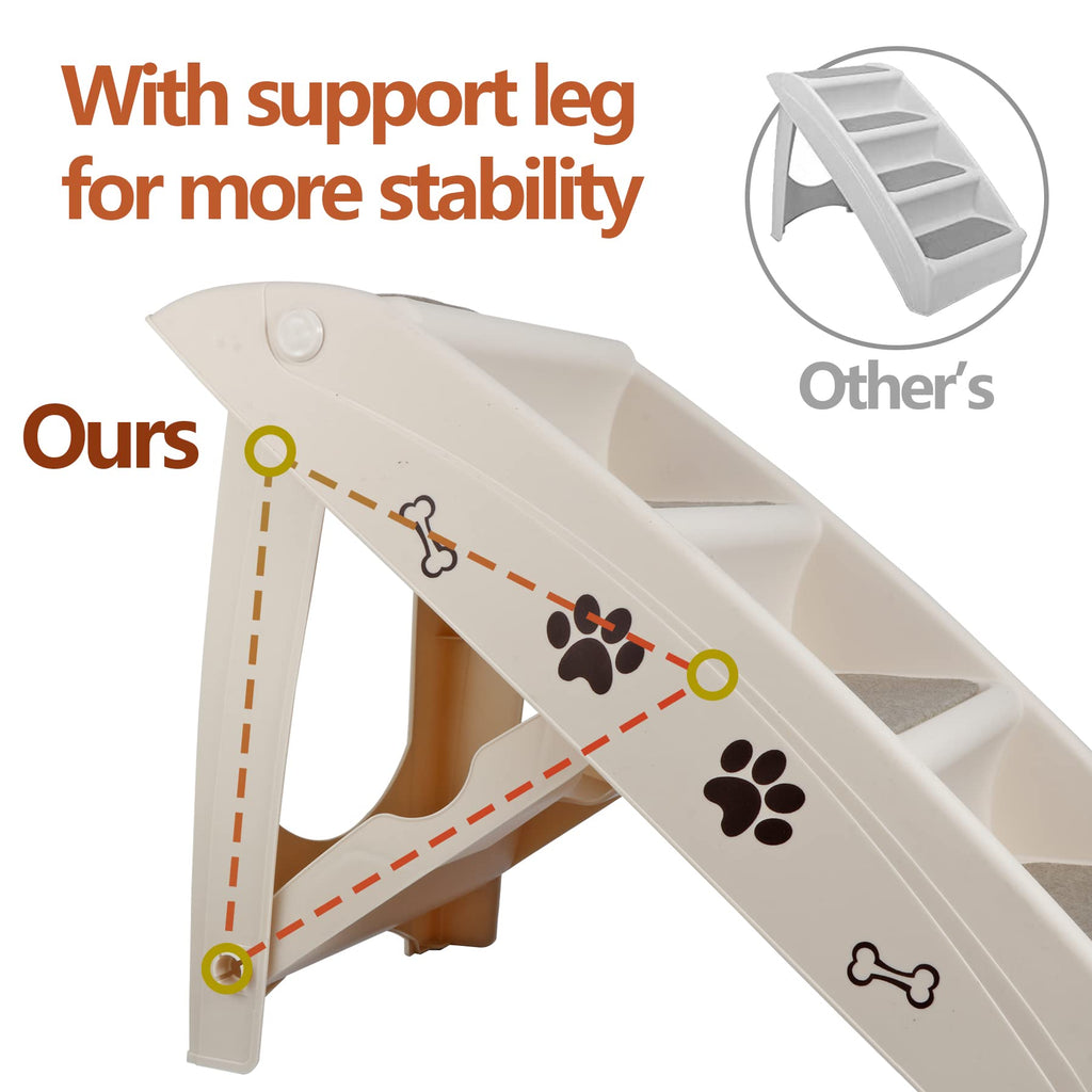Tan 4-Step Non-Slip Foldable Pet Steps Z1241