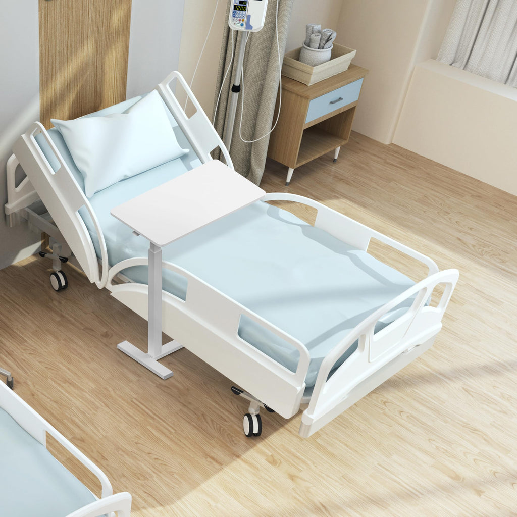 Hospital Over Bed Table with Wheels White J907