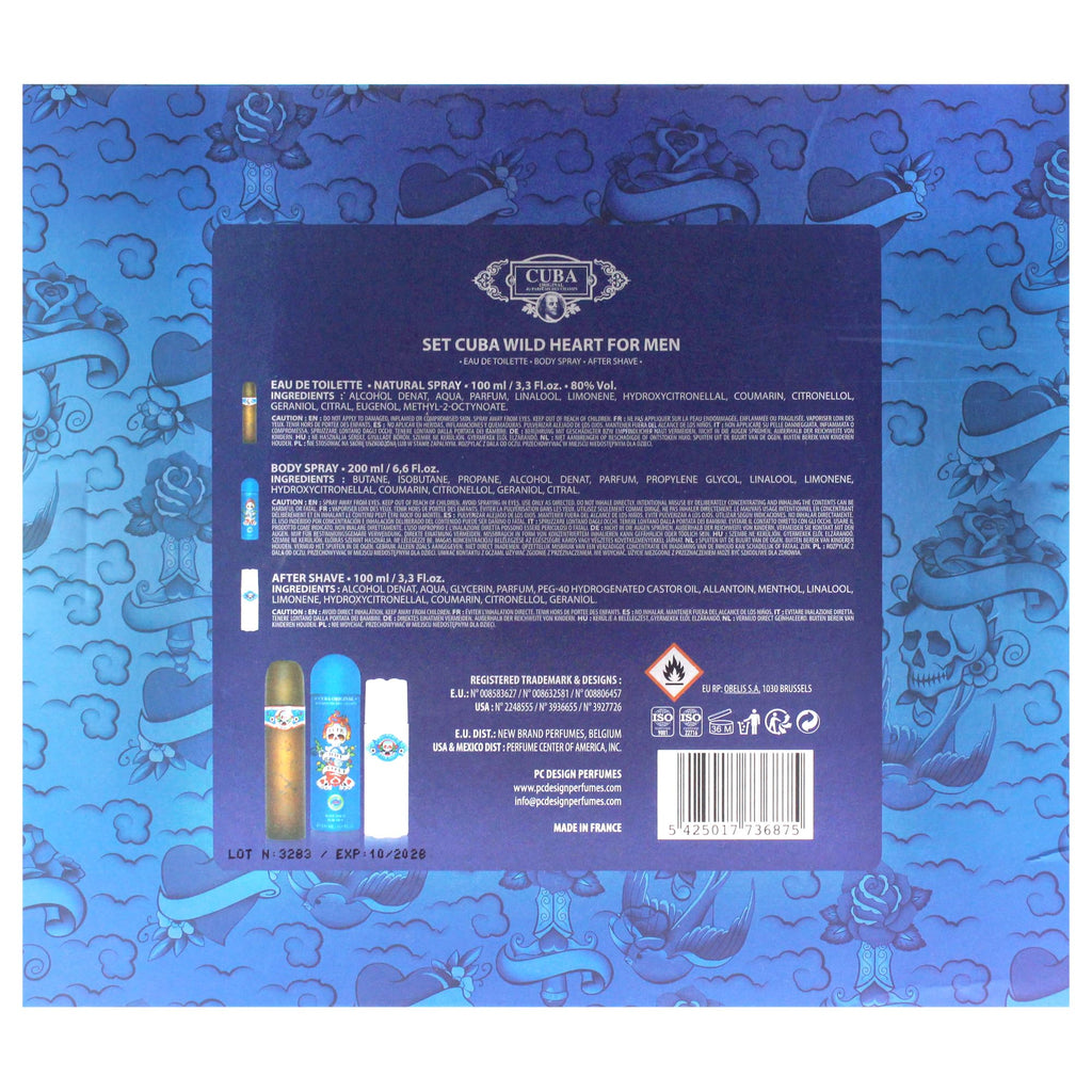 3 Pieces Eau de Toilette After Shave Body Spray Gift Set P880