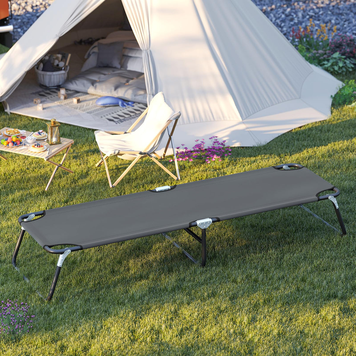 Folding Camping Cot Portable Ultralight Compact Sleeping Cot Bed Oxford Fabric L107538